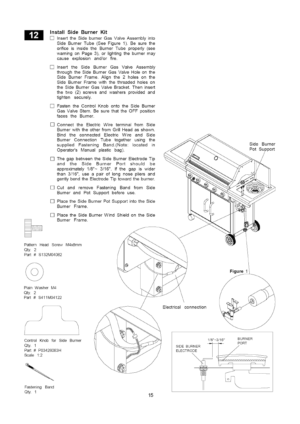 Install side burner kit | Kenmore 141.16322 User Manual | Page 15 / 28