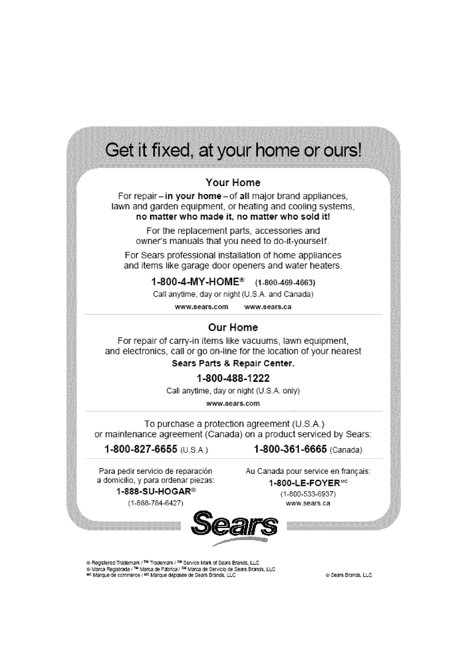 Get it fixed, at your home or ours | Kenmore 141.16322 User Manual | Page 28 / 28