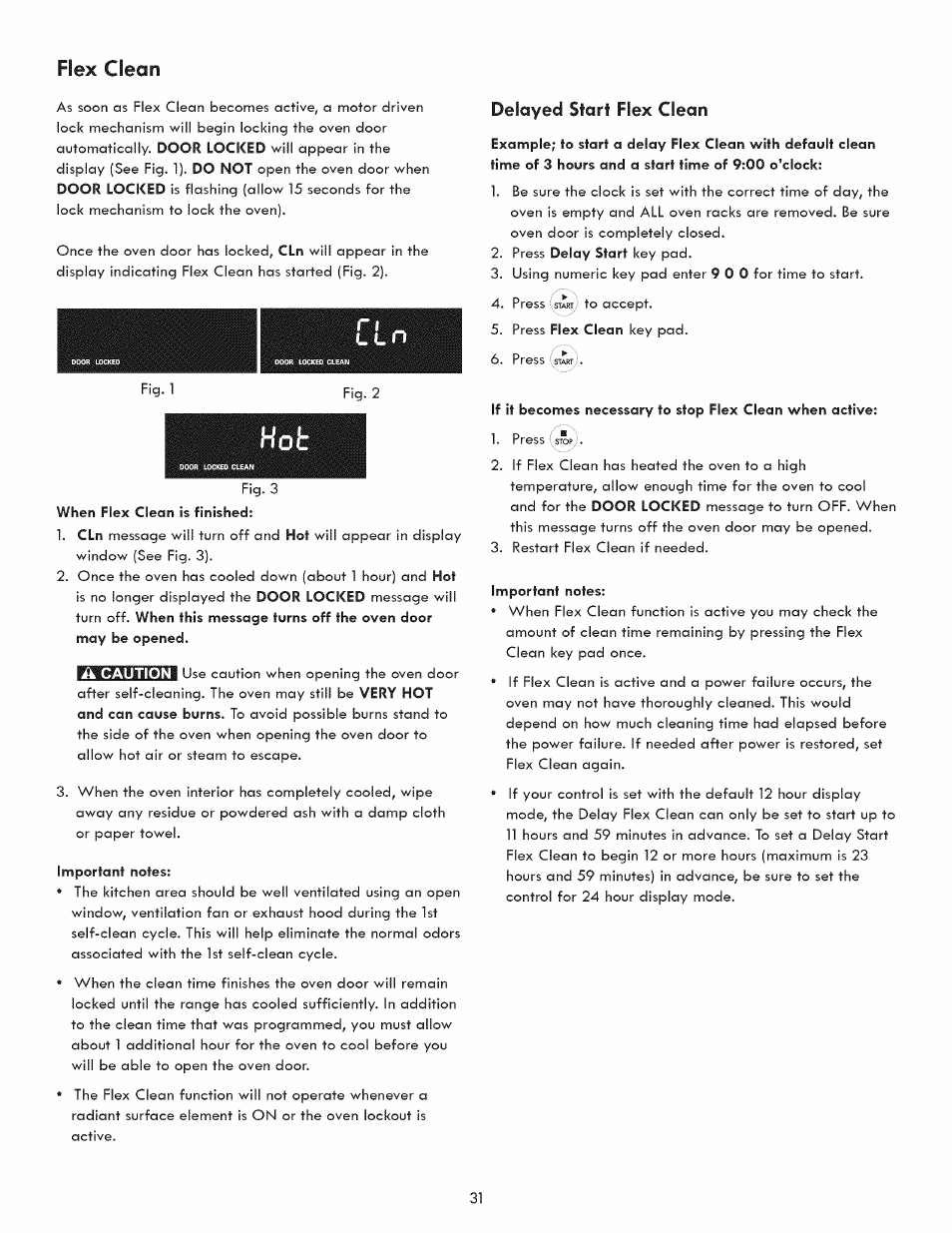 Delayed start flex clean, Flex clean | Kenmore 790.9280 User Manual | Page 31 / 40