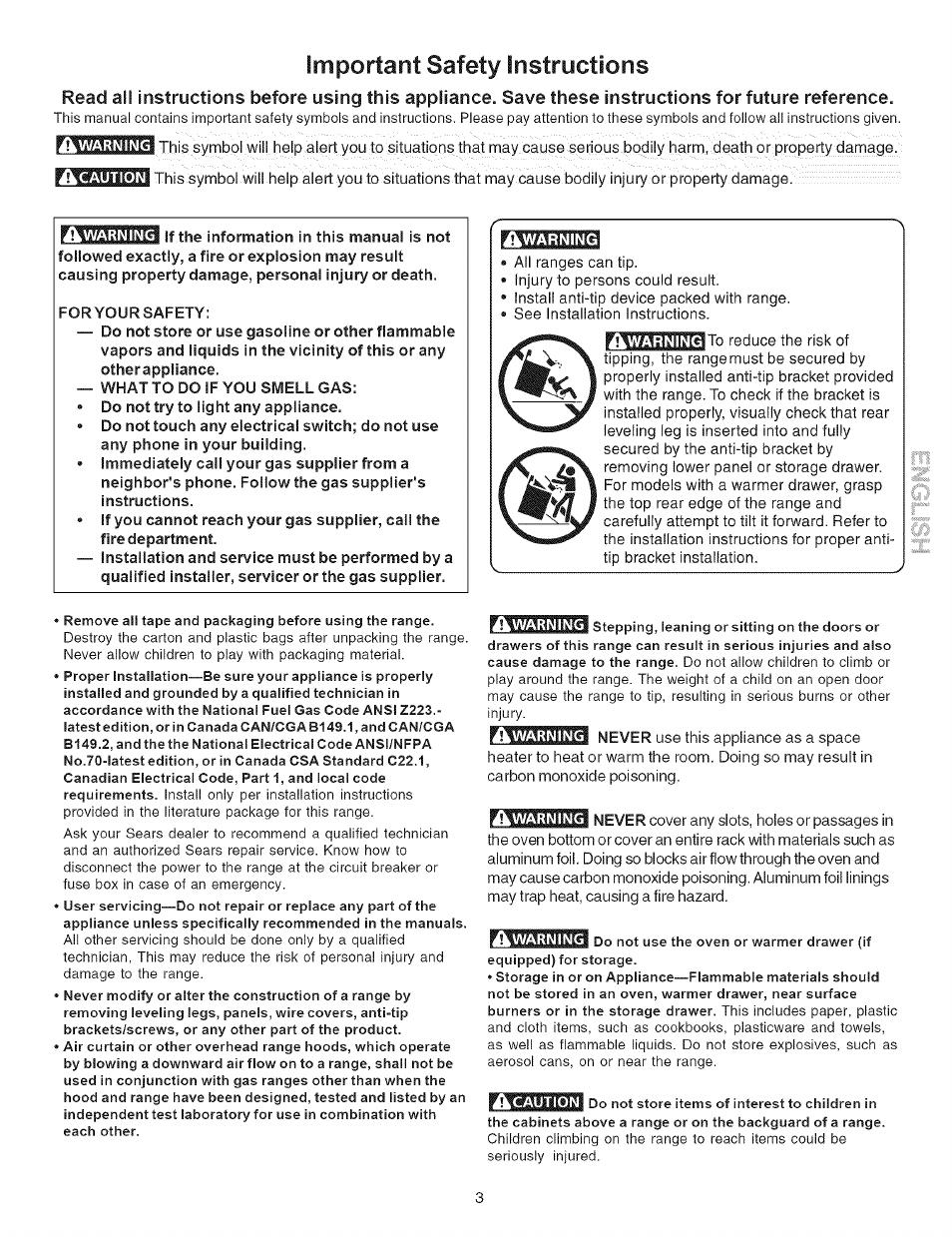 Important safety instructions | Kenmore 790.7942 User Manual | Page 3 / 44
