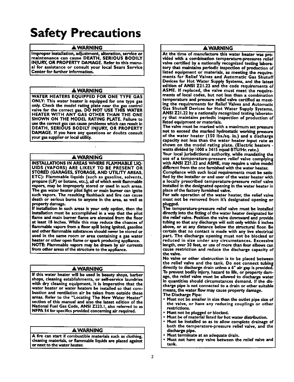 Awarning, Safety precautions | Kenmore POWER MISER 153.336851 User Manual | Page 2 / 32