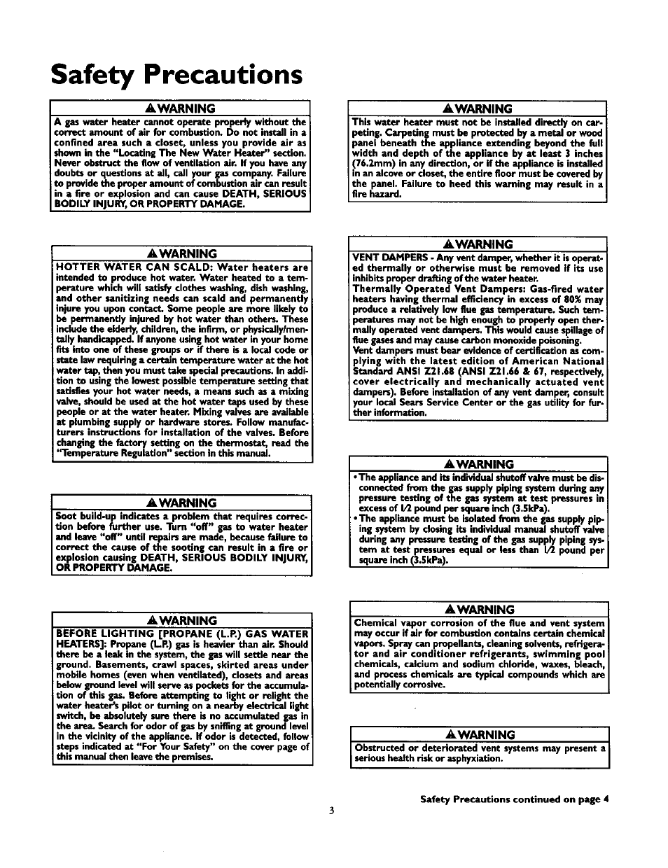 Awarning, Safety precautions | Kenmore POWER MISER 153.336851 User Manual | Page 3 / 32