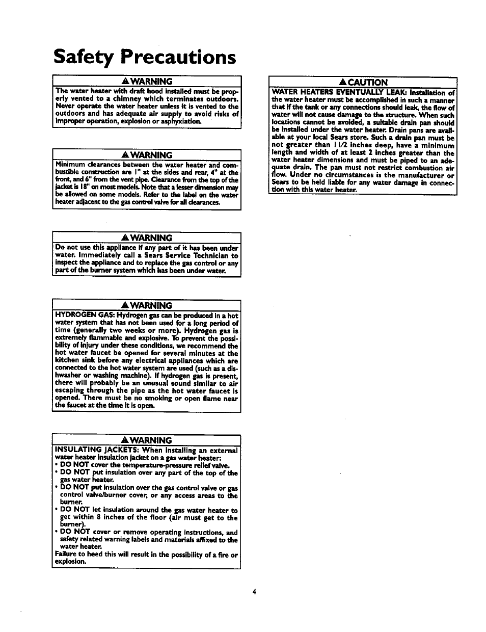 Awarning, Acaution, Safety precautions | Kenmore POWER MISER 153.336851 User Manual | Page 4 / 32