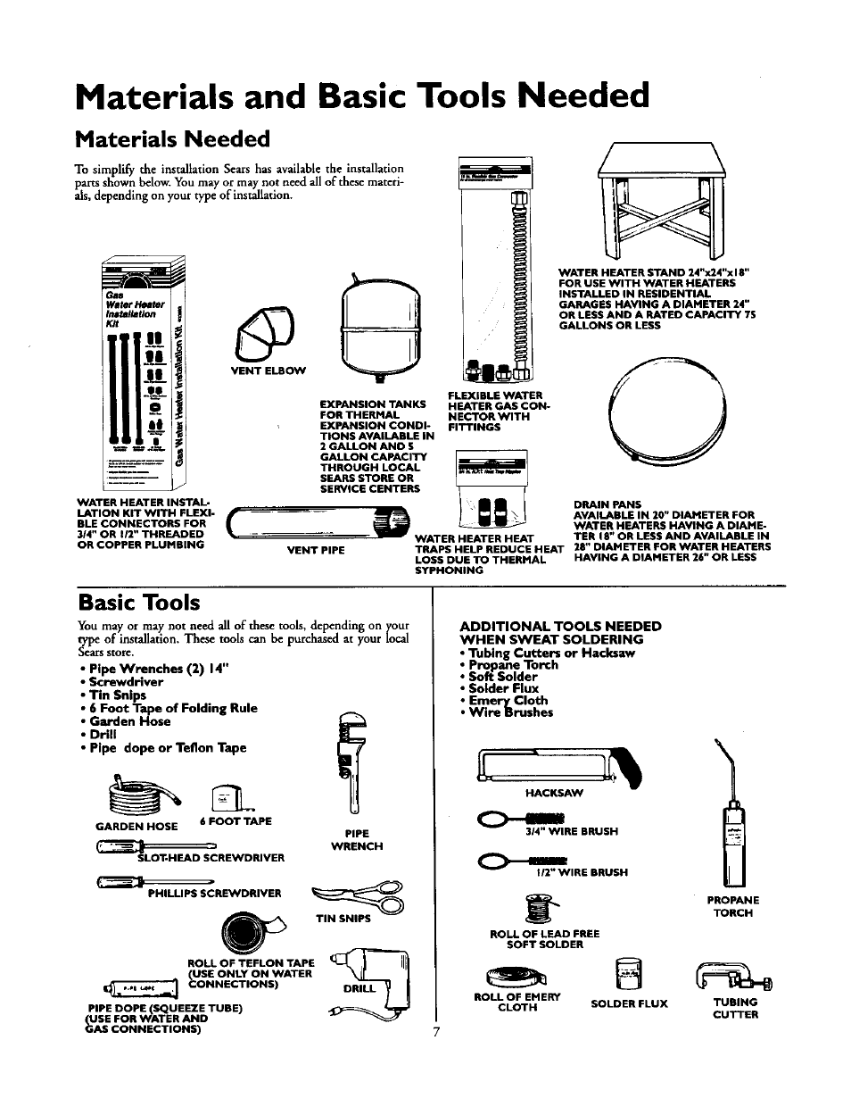 Materials and basic tools needed, Materials needed, Basic tools | Kenmore POWER MISER 153.336851 User Manual | Page 7 / 32