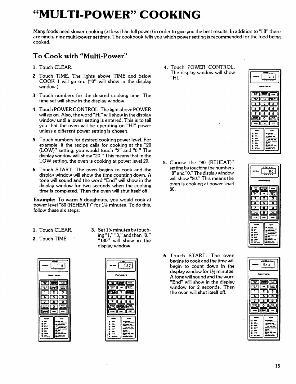 Multi-power” cooking | Kenmore 88762 User Manual | Page 15 / 36