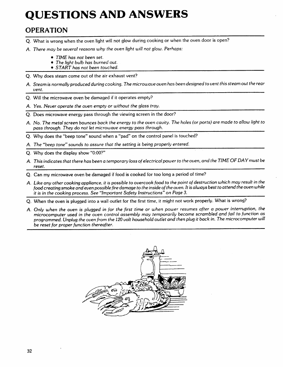 Questions and answers, Operation | Kenmore 88762 User Manual | Page 32 / 36