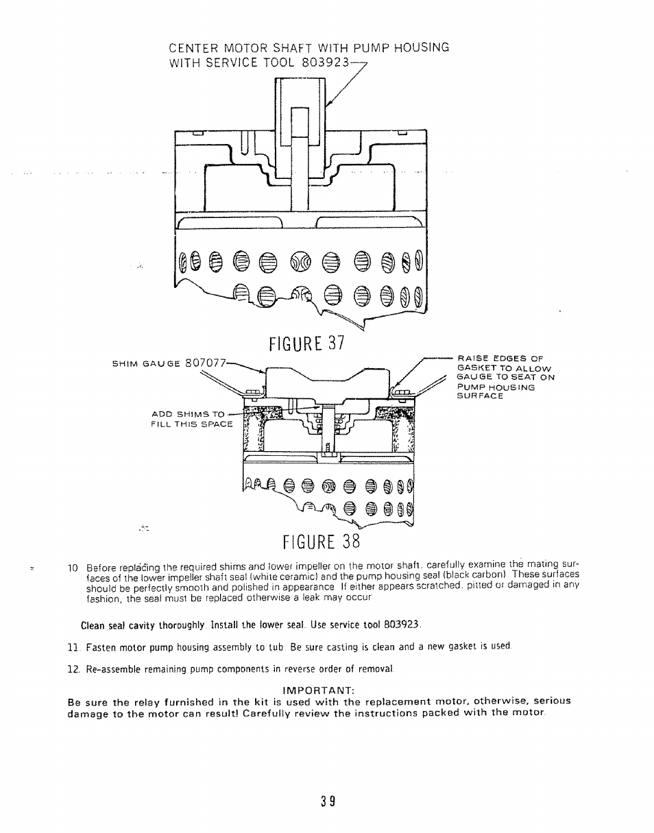 Center motor shaft with pump housing | Kenmore 808353 User Manual | Page 42 / 96