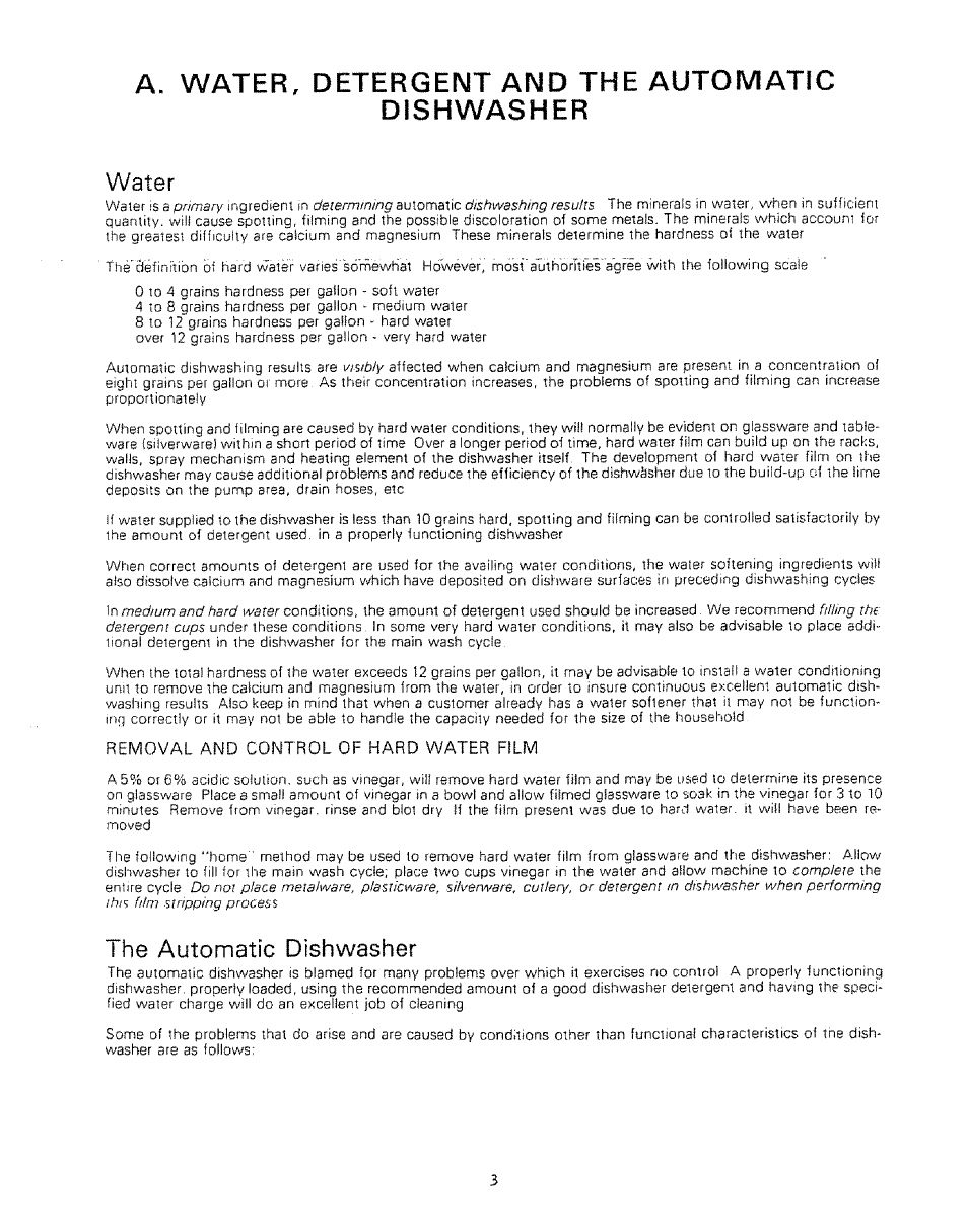 A. water, detergent and the automatic dishwasher, Water, The automatic dishwasher | Kenmore 808353 User Manual | Page 6 / 96