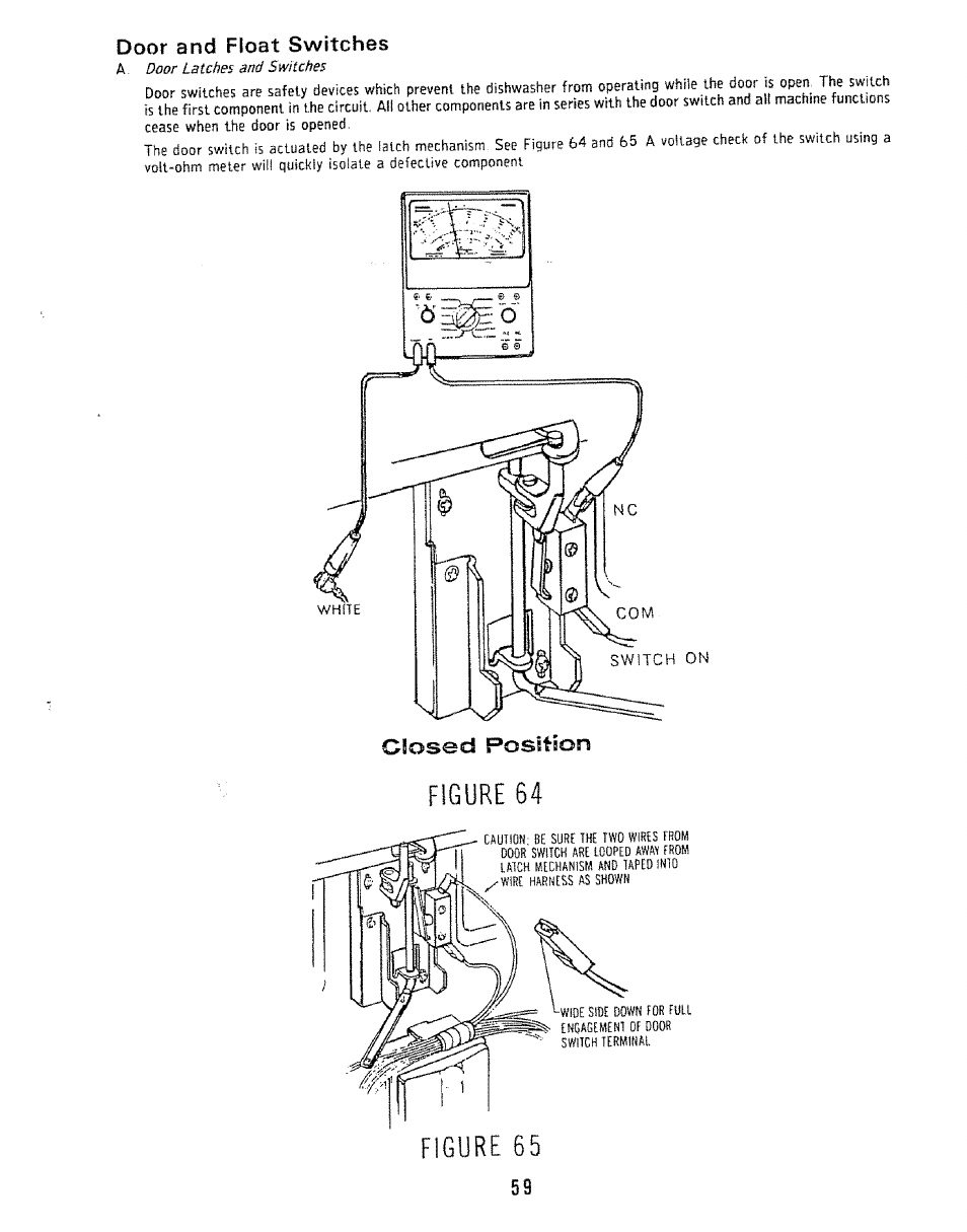 Figure 64, Figure 65, Door and float switches | Kenmore 808353 User Manual | Page 62 / 96