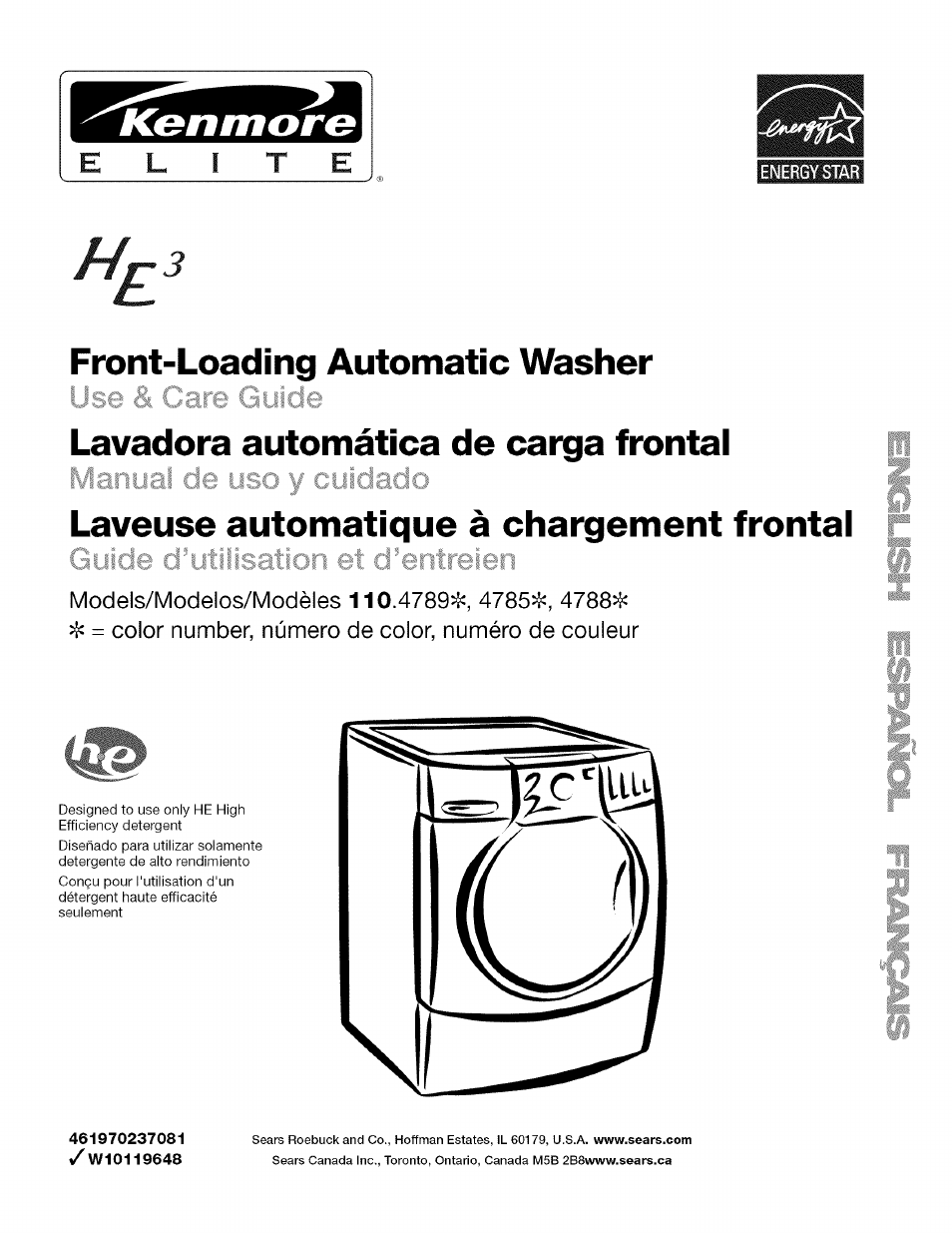 Kenmore HE3 4785 User Manual | 76 pages