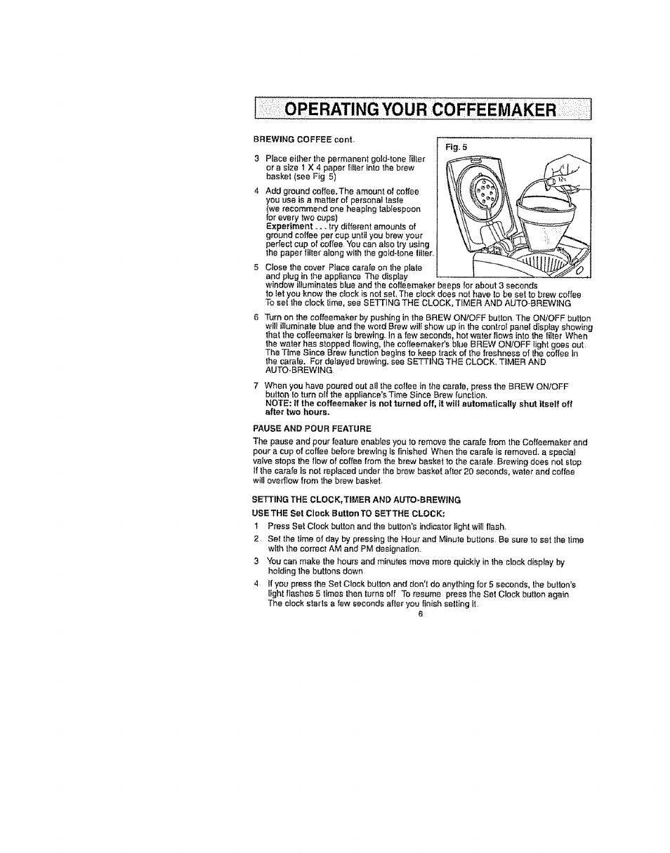 Operating your coffeer/iakér | Kenmore 100.90007 User Manual | Page 6 / 12