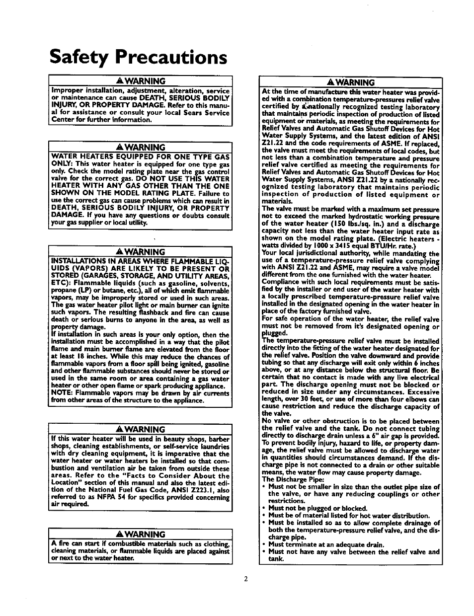 Safety precautions | Kenmore 153.33439 User Manual | Page 2 / 26