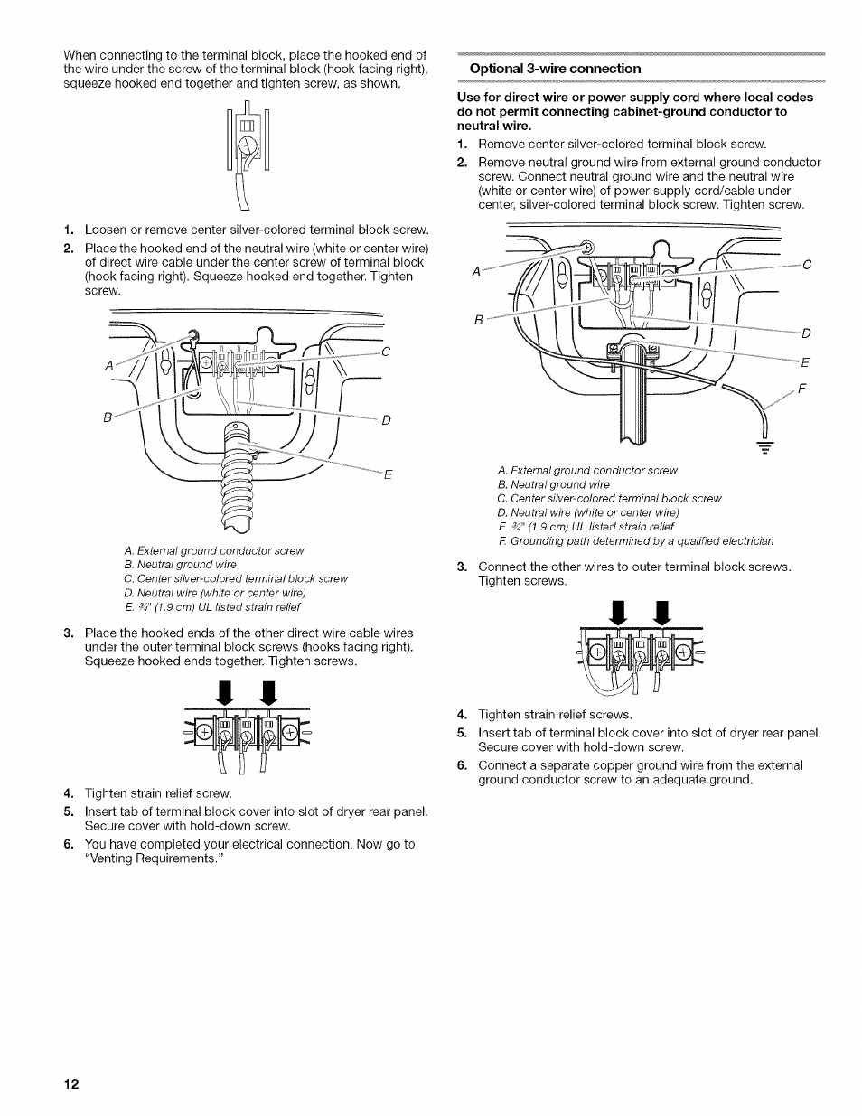 Optional 3-wire connection | Kenmore ELITE OASIS Steam 110.6808 User Manual | Page 12 / 60