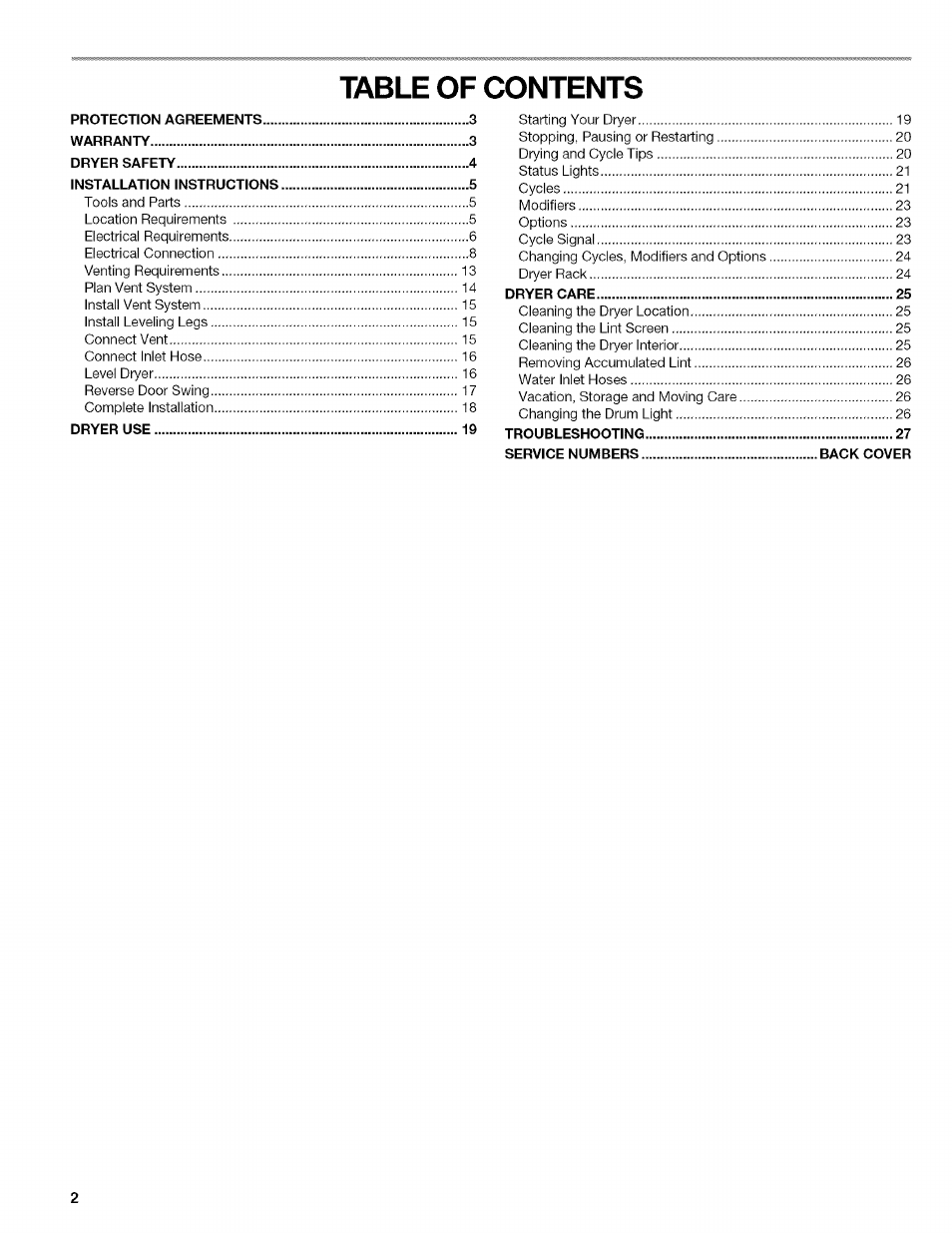 Kenmore ELITE OASIS Steam 110.6808 User Manual | Page 2 / 60