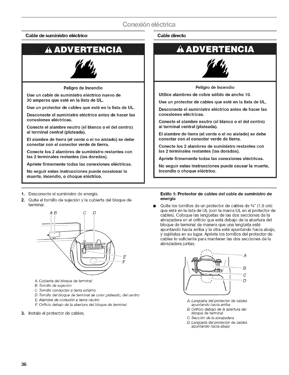 Îex»neléctrica, A advertencia ik advertencia | Kenmore ELITE OASIS Steam 110.6808 User Manual | Page 36 / 60