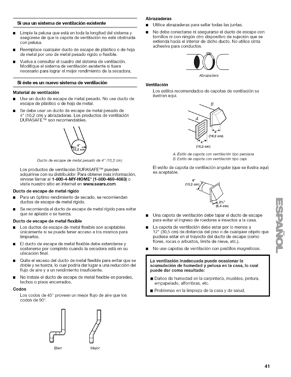 Si usa un sistema de ventiiación existente, Si éste es un nuevo sistema de ventiiación | Kenmore ELITE OASIS Steam 110.6808 User Manual | Page 41 / 60