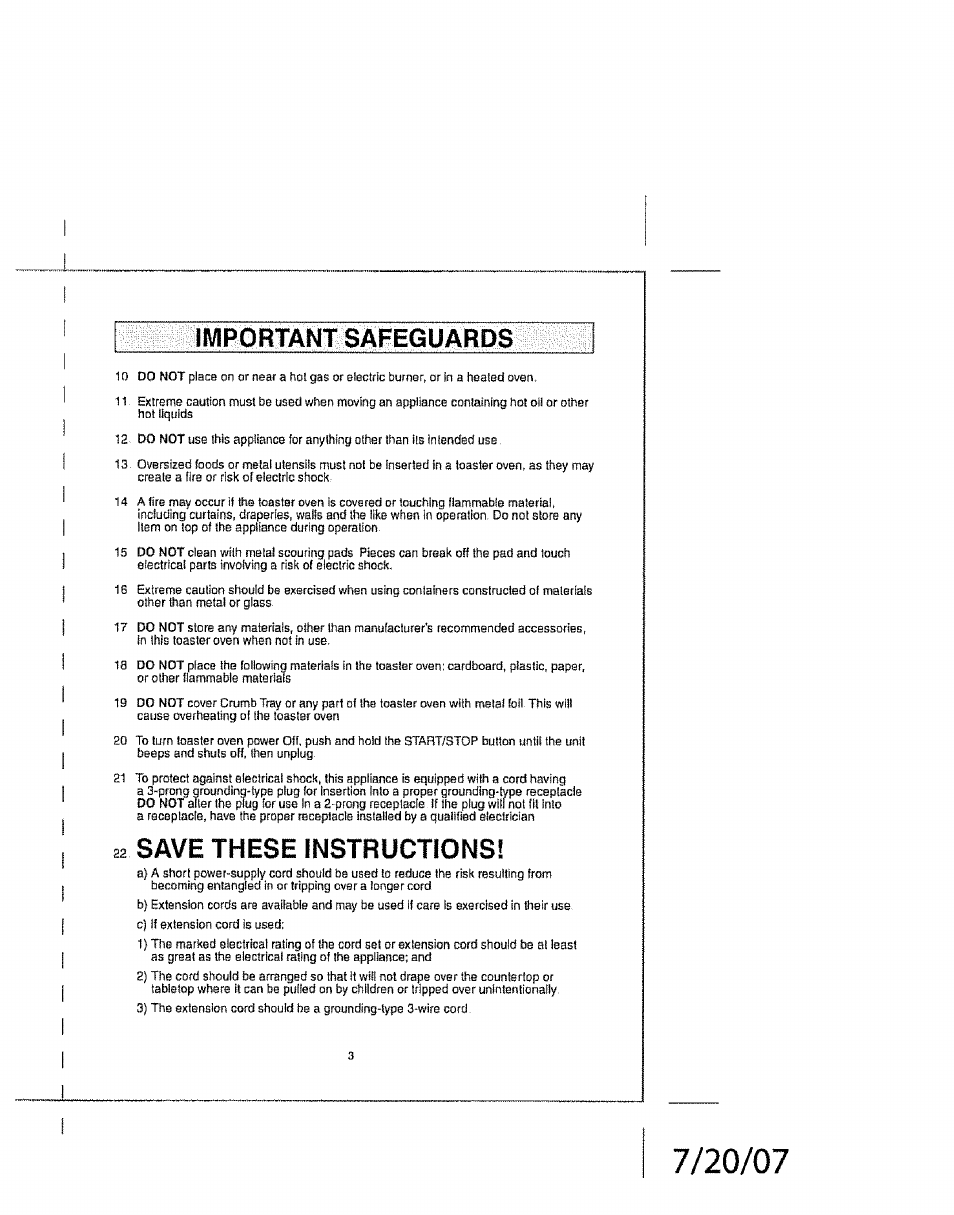 22 save these instructions | Kenmore Elite 100.90005 User Manual | Page 3 / 12