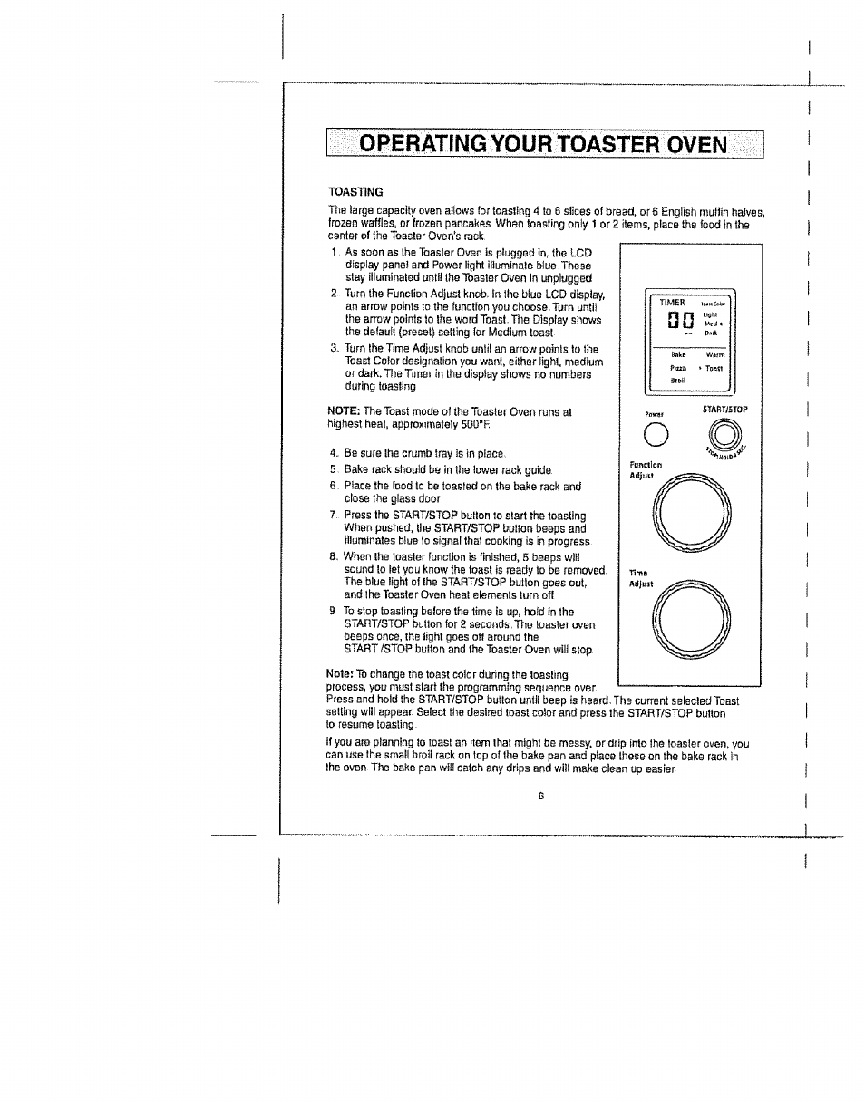 Toasting, Operating your toaster oven, Вйкв waím | Kenmore Elite 100.90005 User Manual | Page 6 / 12