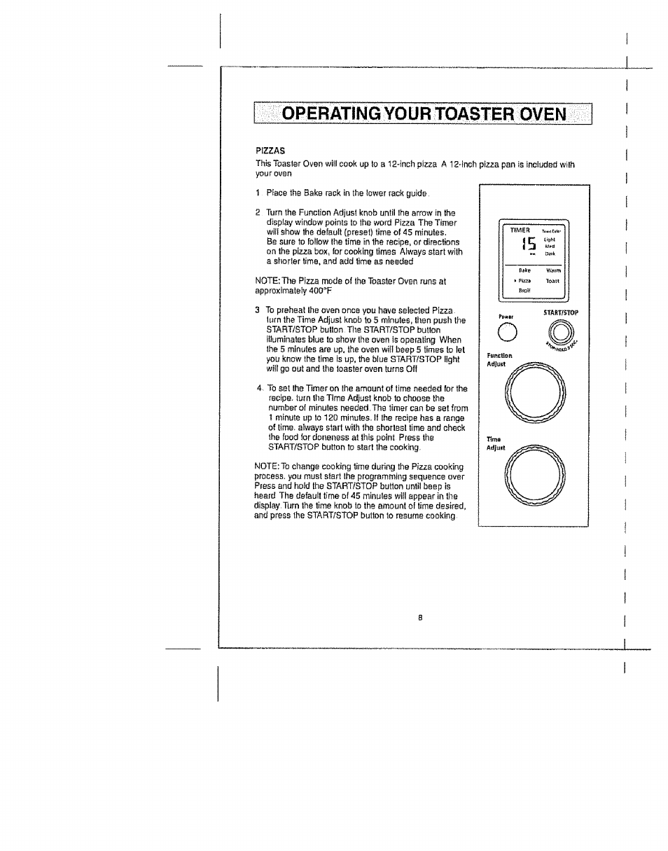 Pizzas, Opirating your toaster oven | Kenmore Elite 100.90005 User Manual | Page 8 / 12