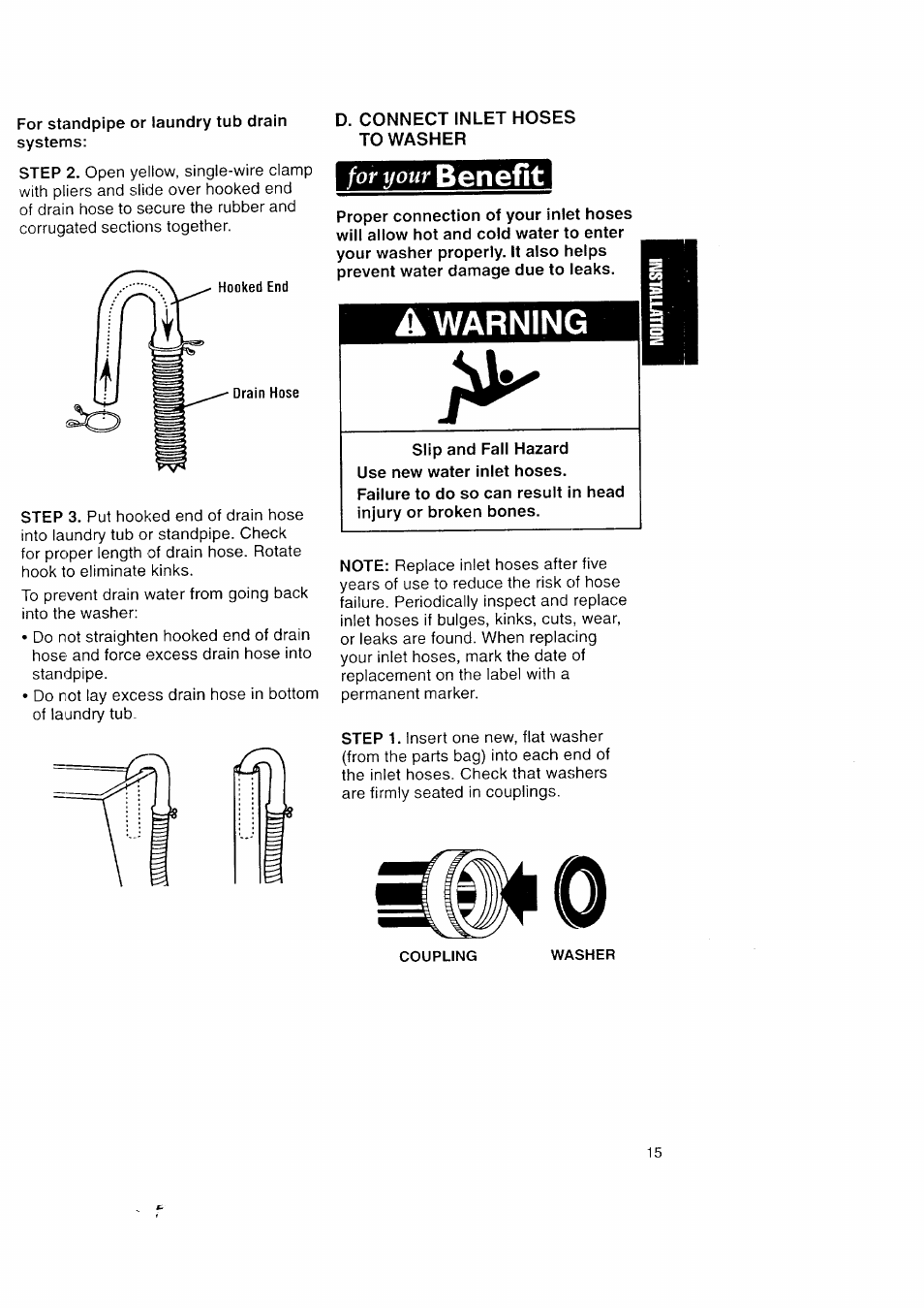 Awarning, Benefit, For your | Kenmore Automatic Washers User Manual | Page 15 / 38