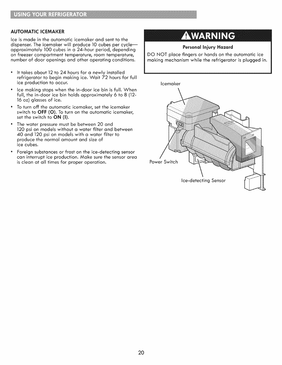 Warning | Kenmore ELITE 795.7103 User Manual | Page 20 / 44