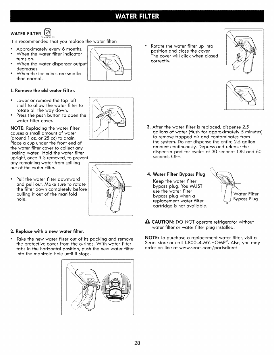 Water filter, Water filter -31 | Kenmore ELITE 795.7103 User Manual | Page 28 / 44