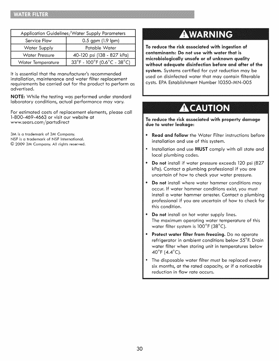 Warning, Caution | Kenmore ELITE 795.7103 User Manual | Page 30 / 44