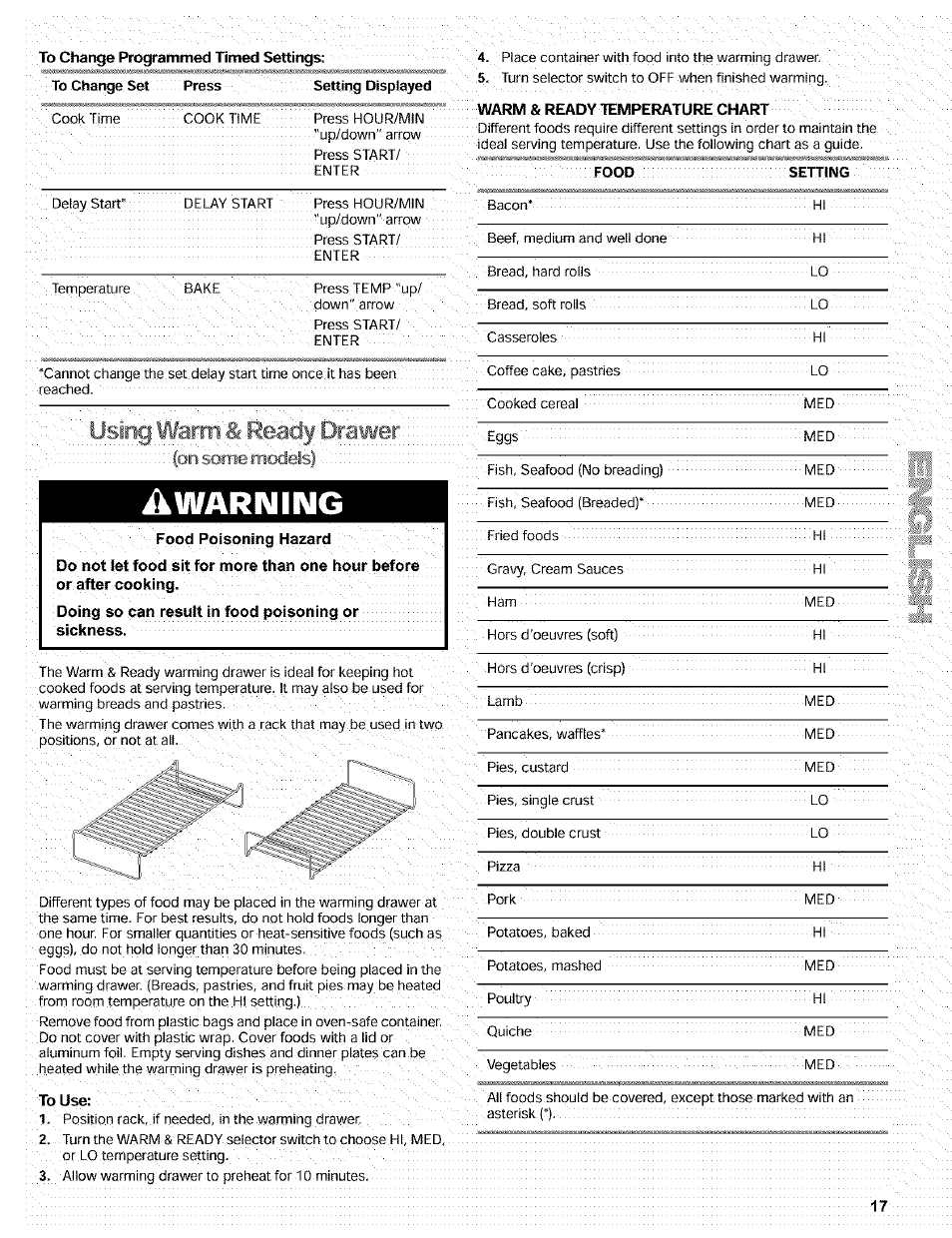 A warning, Usiiig- warin :& fieadf dra wer | Kenmore 665.72002 User Manual | Page 17 / 52