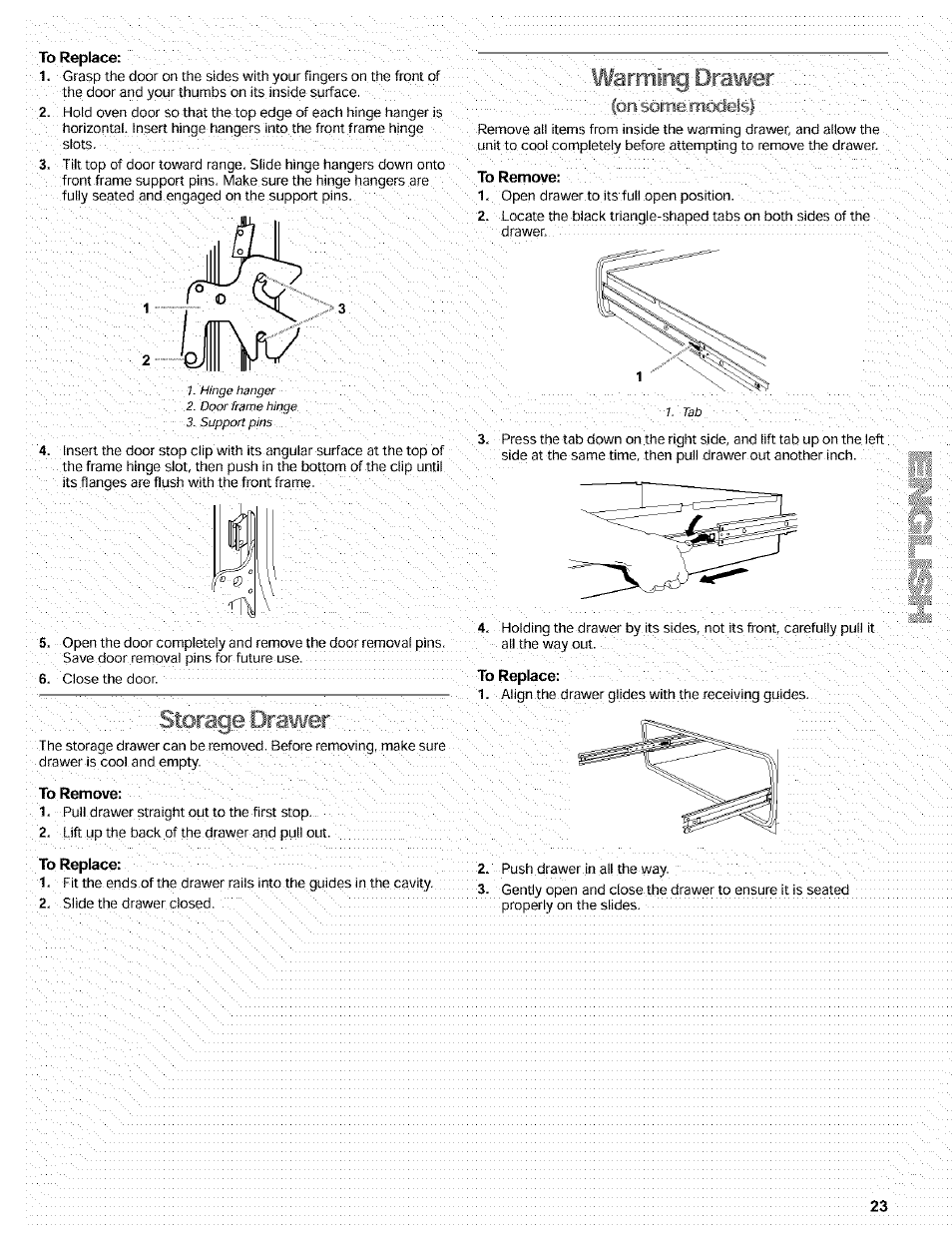 Storage drawer, Warming drawer | Kenmore 665.72002 User Manual | Page 23 / 52