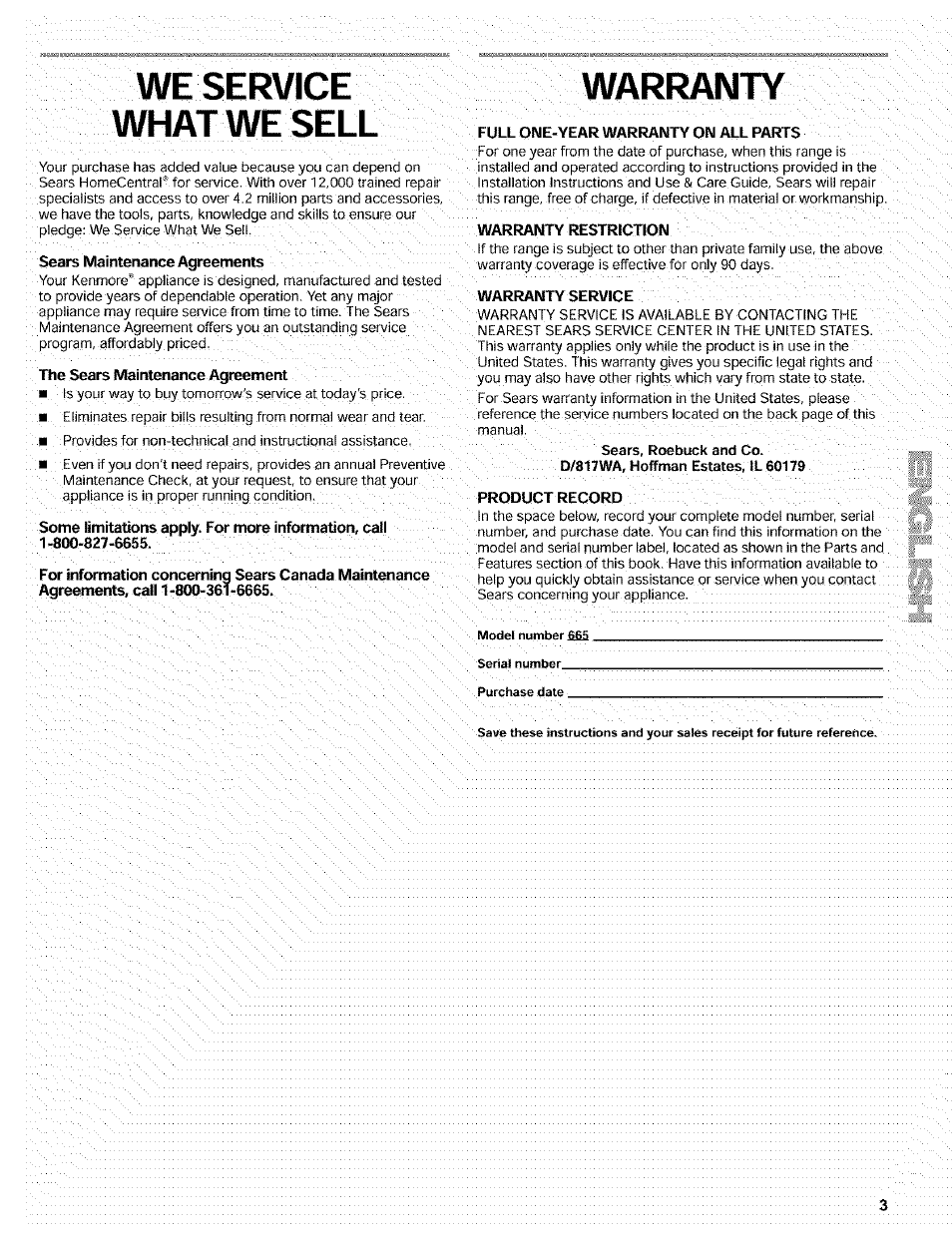 Warranty, We service what we sell | Kenmore 665.72002 User Manual | Page 3 / 52