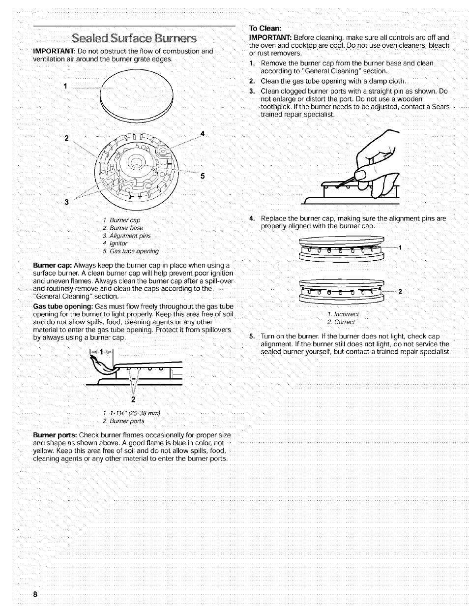 To clean, Sealed syîface byrners | Kenmore 665.72002 User Manual | Page 8 / 52