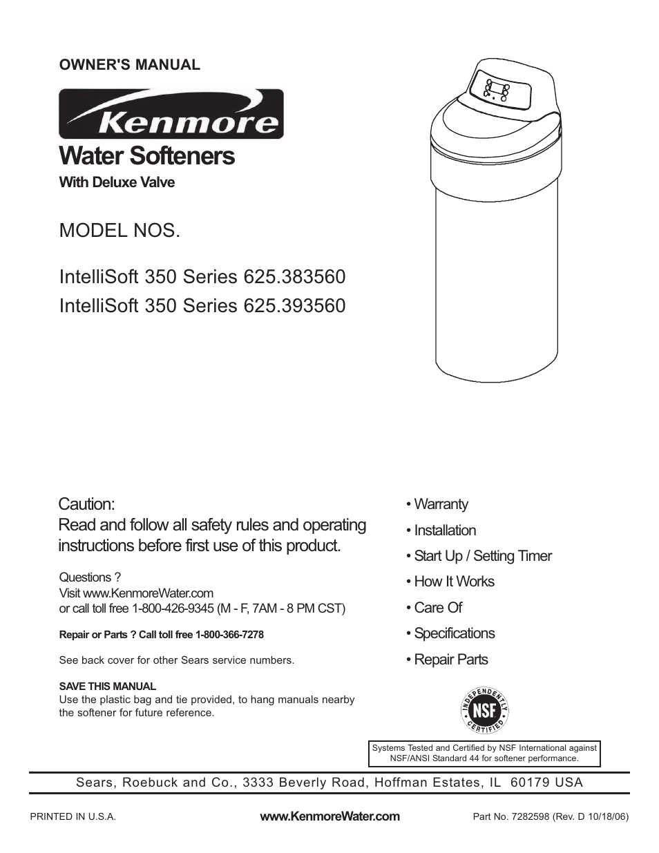 Kenmore IntelliSoft 350 Series 625.383560 User Manual | 48 pages