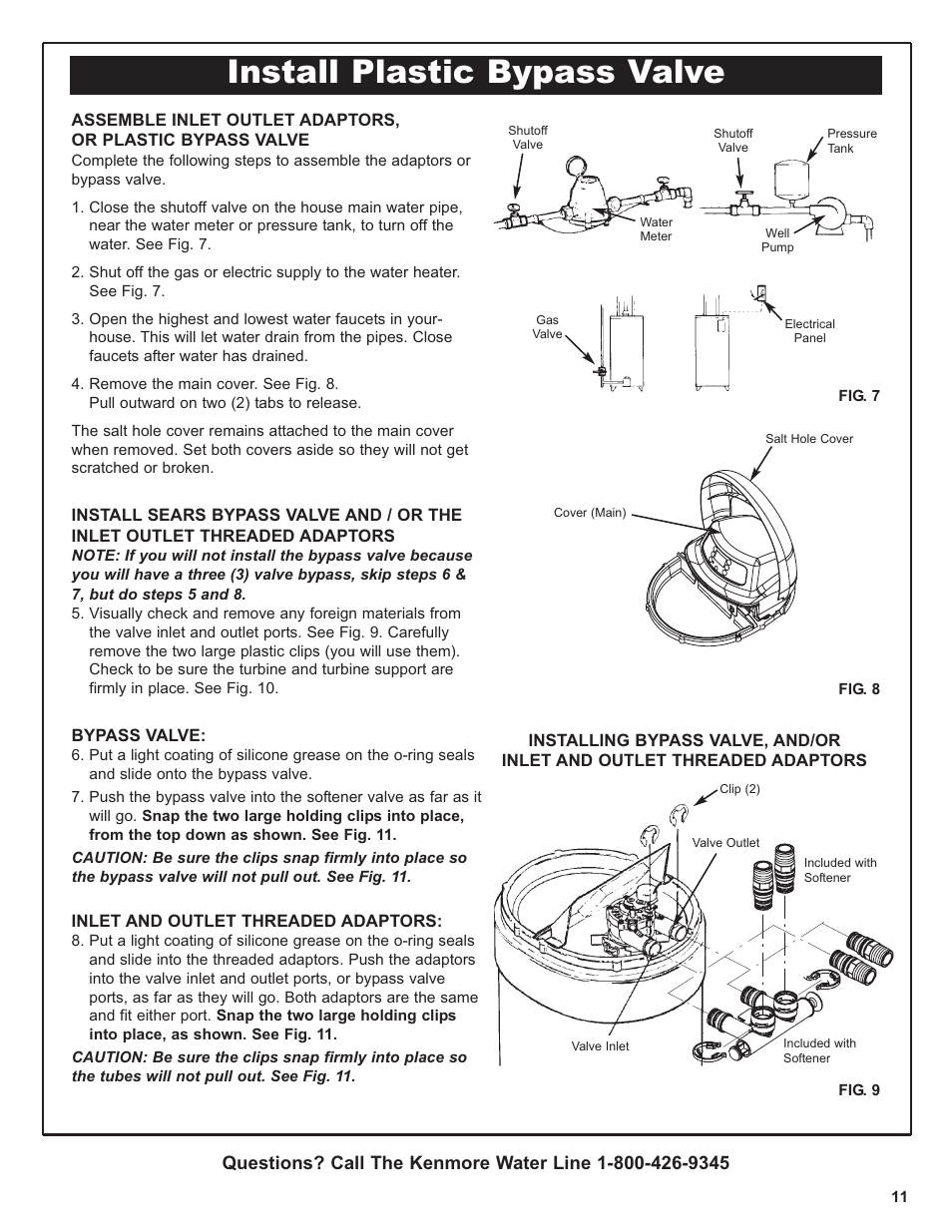 Install plastic bypass valve | Kenmore IntelliSoft 350 Series 625.383560 User Manual | Page 11 / 48