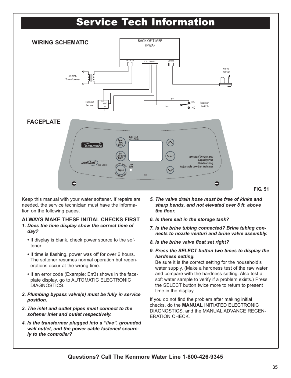 Service tech information, Always make these initial checks first | Kenmore IntelliSoft 350 Series 625.383560 User Manual | Page 35 / 48