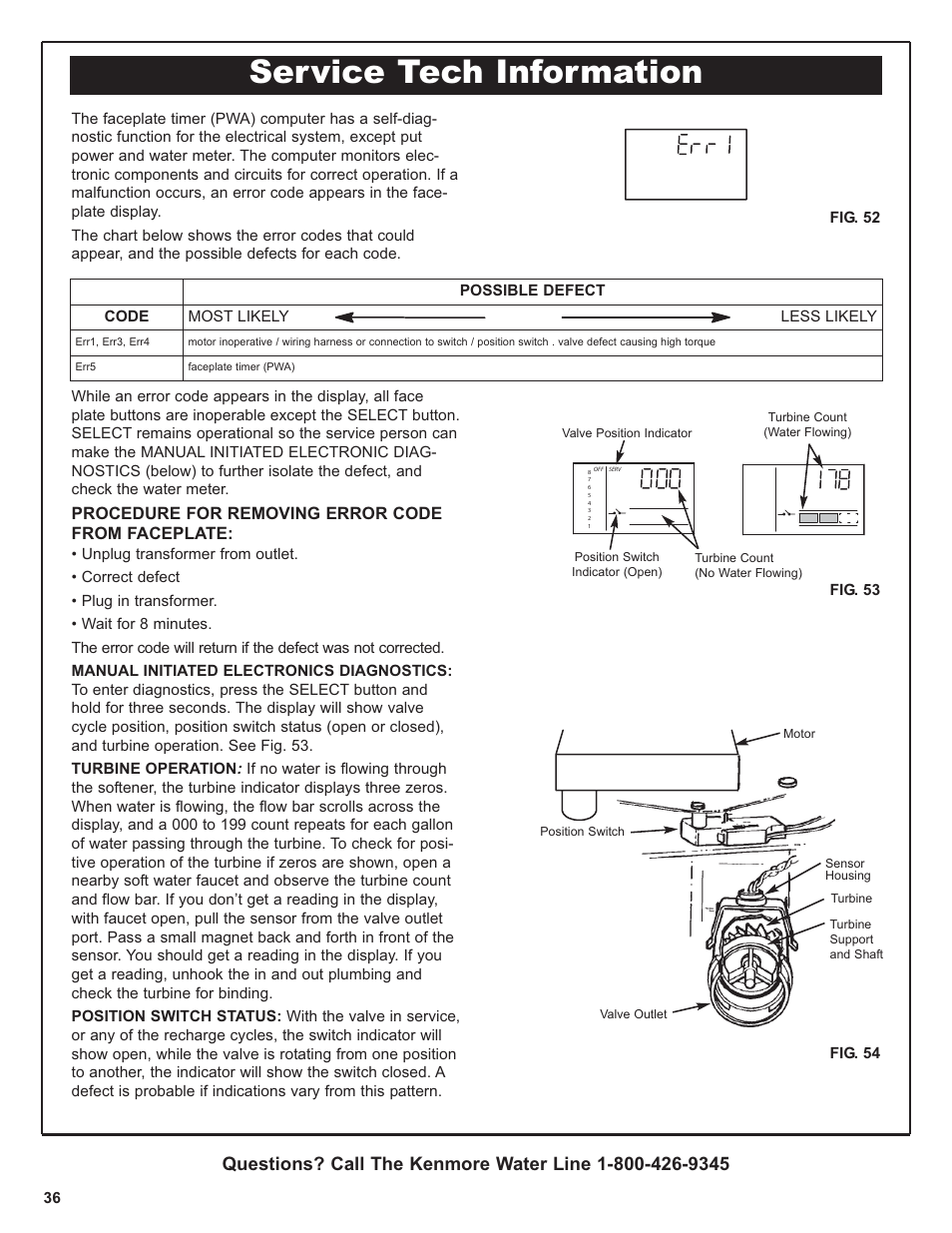 Service tech information | Kenmore IntelliSoft 350 Series 625.383560 User Manual | Page 36 / 48