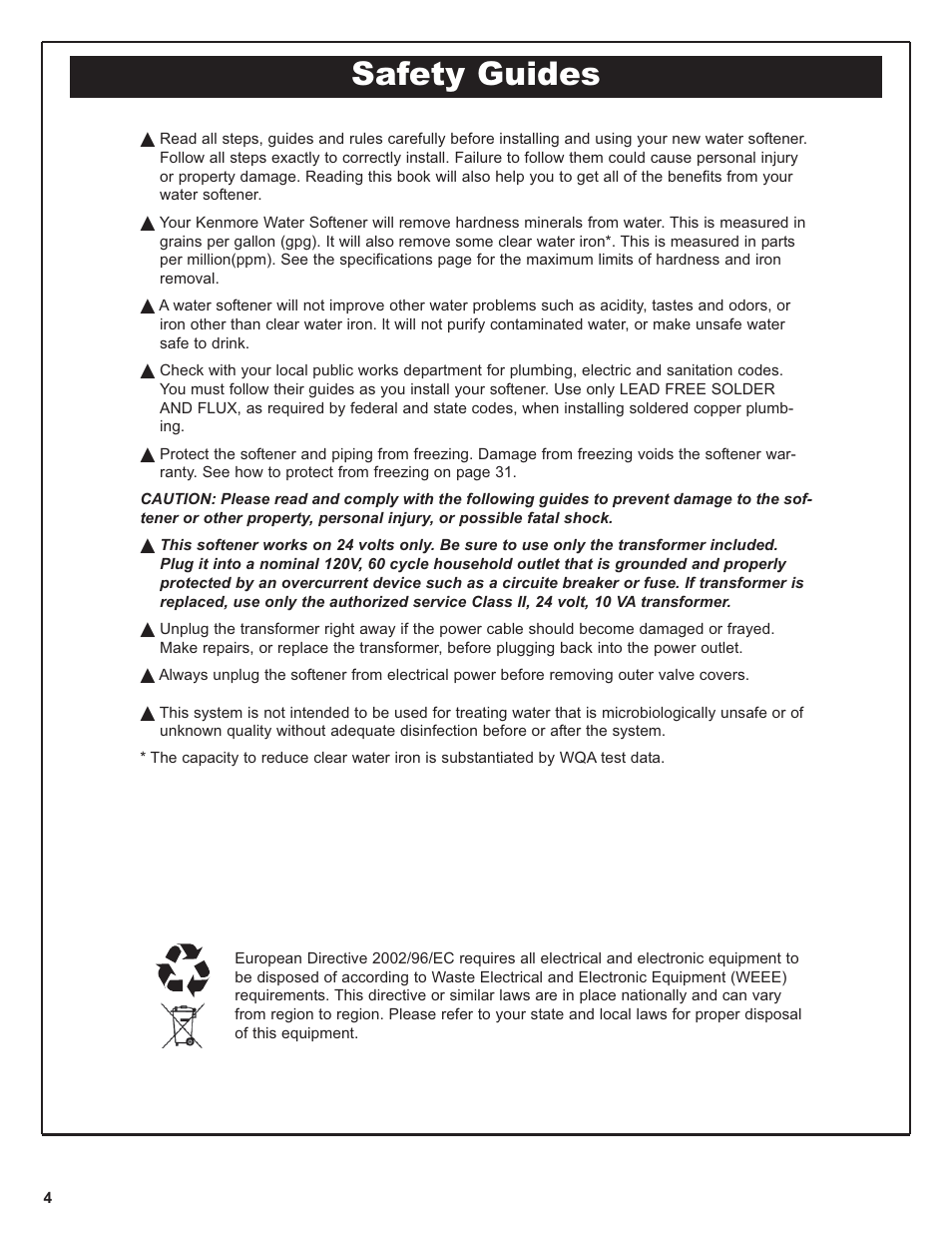 Safety guides | Kenmore IntelliSoft 350 Series 625.383560 User Manual | Page 4 / 48