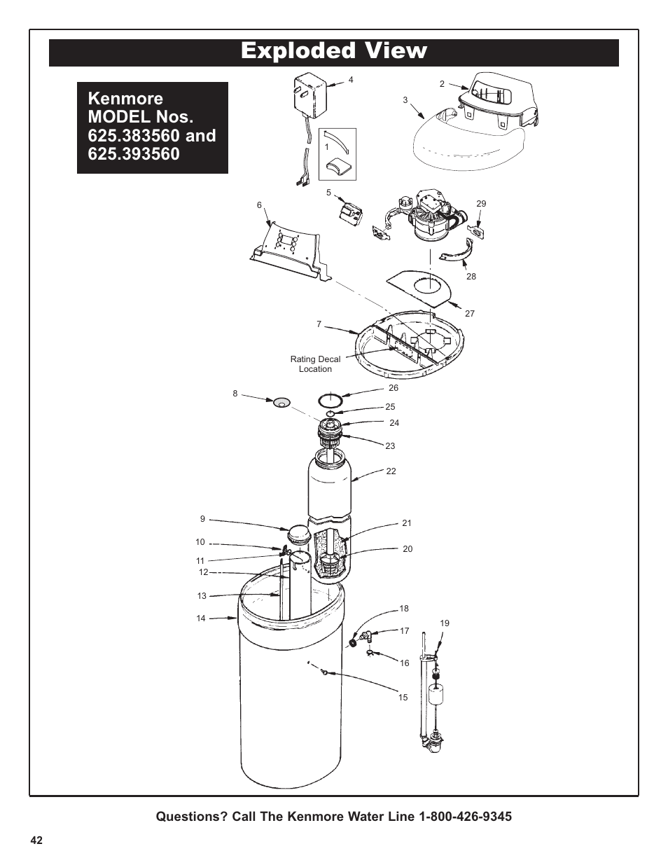 Exploded view | Kenmore IntelliSoft 350 Series 625.383560 User Manual | Page 42 / 48