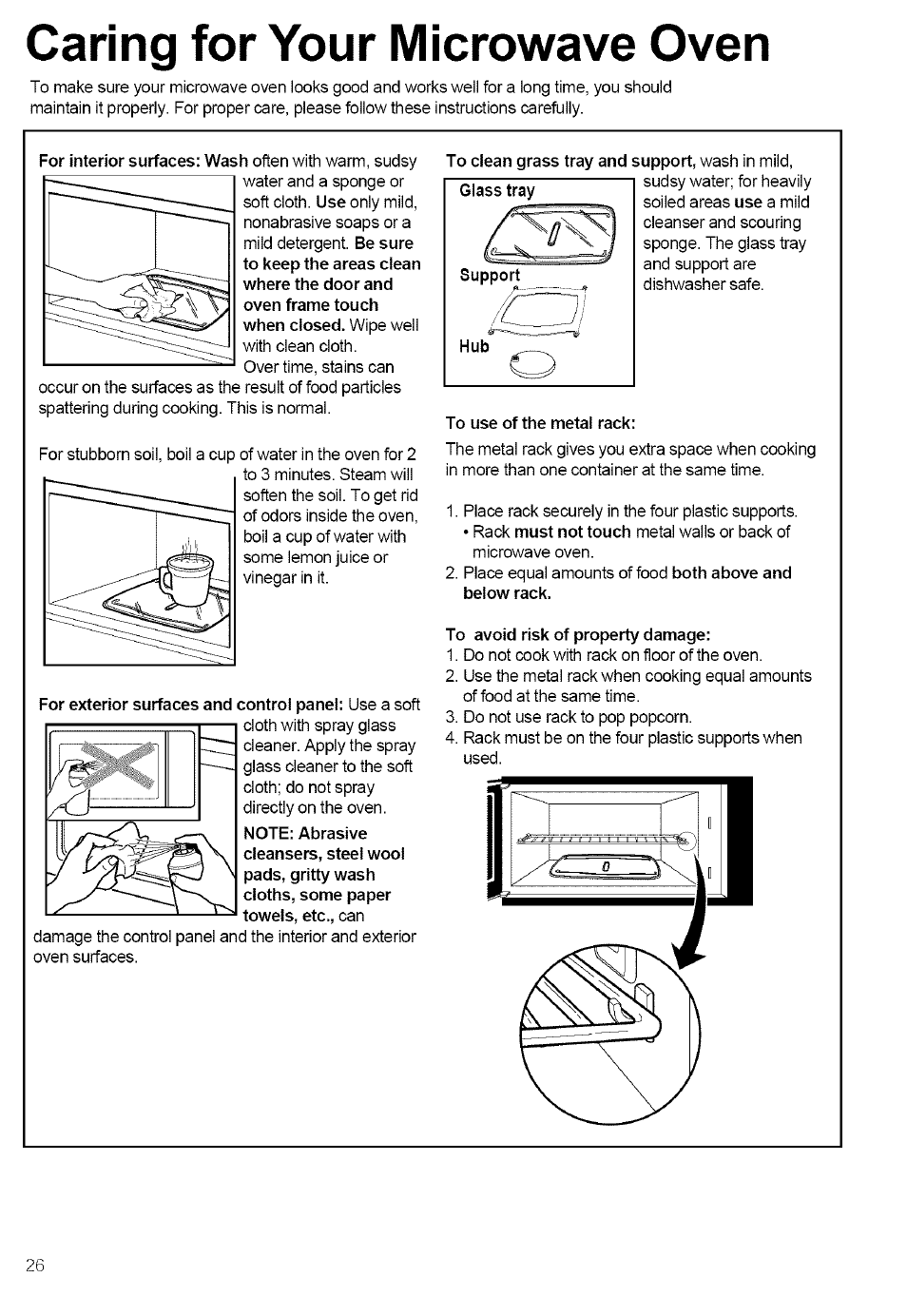 Caring for your microwave oven | Kenmore ULTRA WAVE 721.80889 User Manual | Page 26 / 35