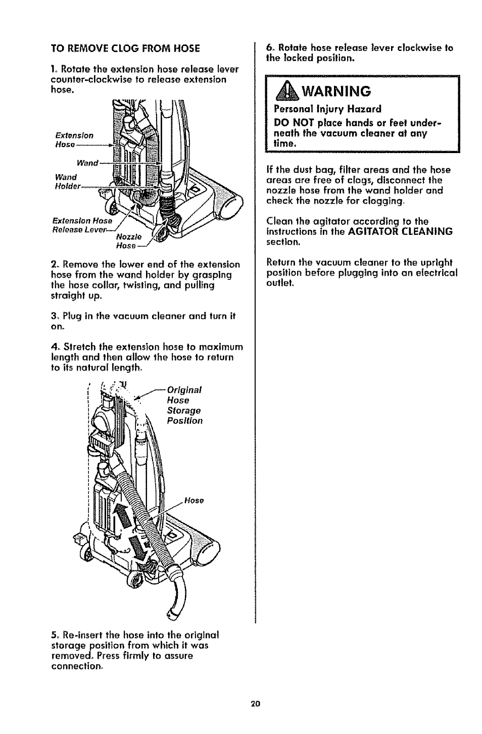 Warning | Kenmore 1T6.31100 User Manual | Page 20 / 44