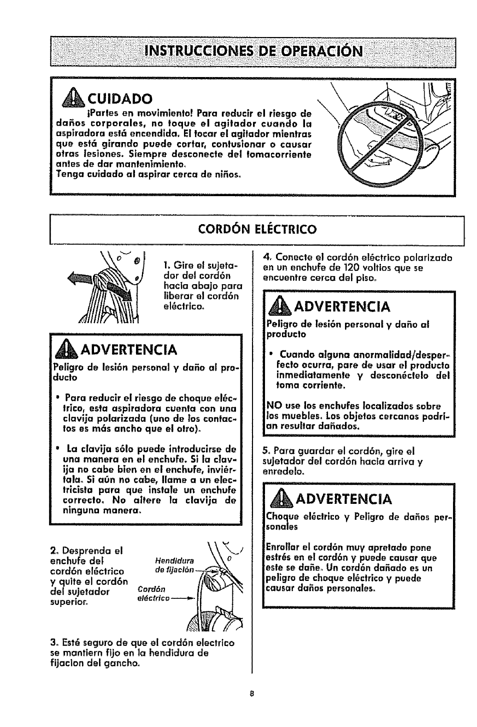 Cuidado, A advertencia, Advertencia | Kenmore 1T6.31100 User Manual | Page 30 / 44