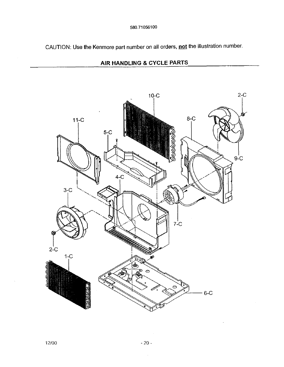 Air handling & cycle parts | Kenmore 580.71056 User Manual | Page 20 / 25