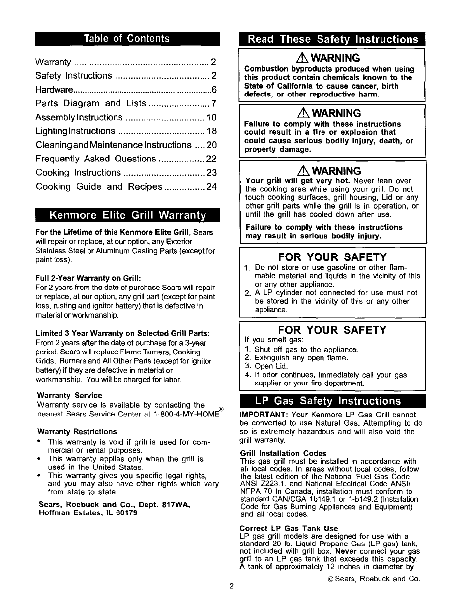 Kenmore ELITE 141.1668 User Manual | Page 2 / 38