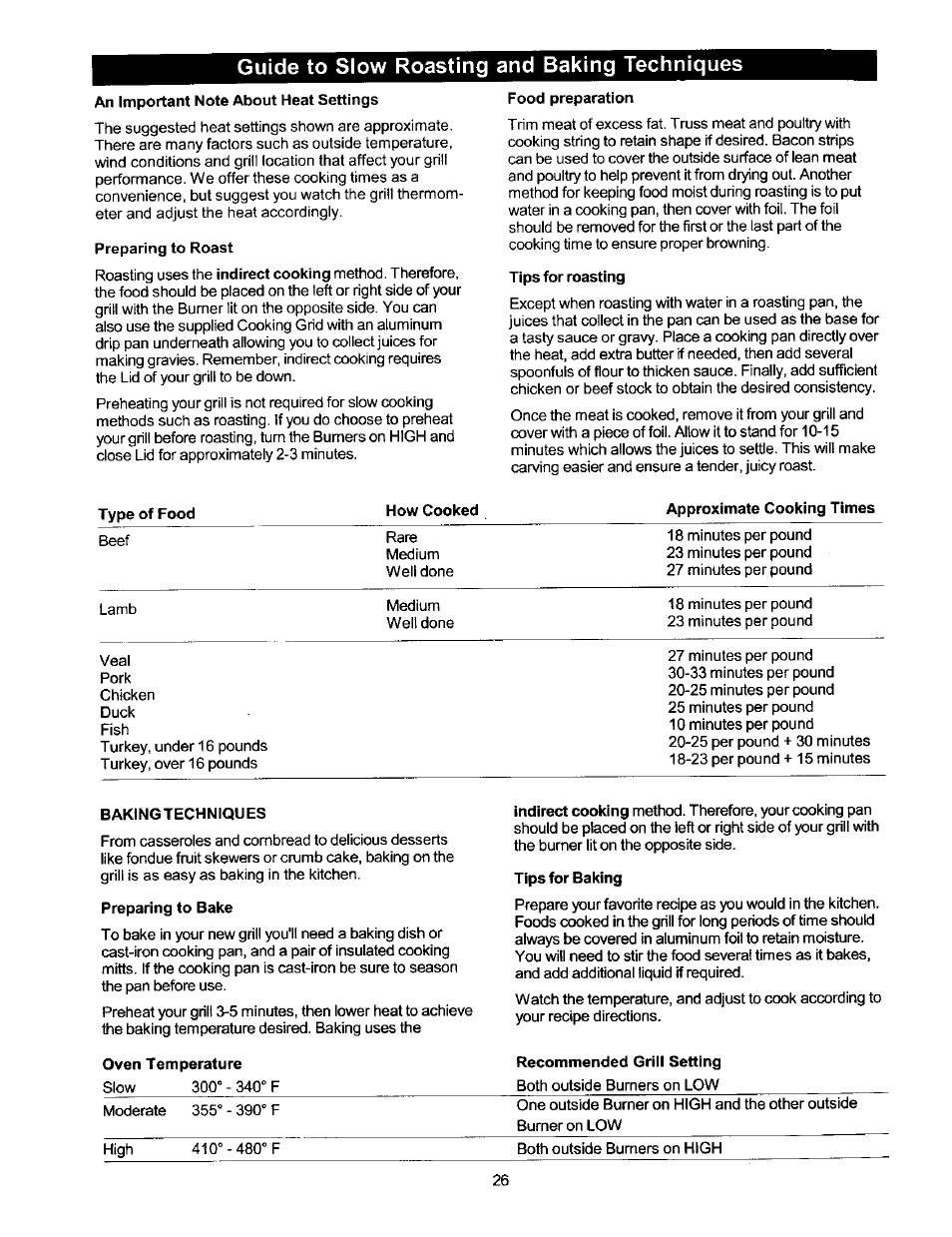 Preparing to roast, Food preparation, Tips for roasting | Bakingtechniques, Preparing to bake, Tips for baking, Guide to slow roasting and baking techniques | Kenmore ELITE 141.1668 User Manual | Page 26 / 38