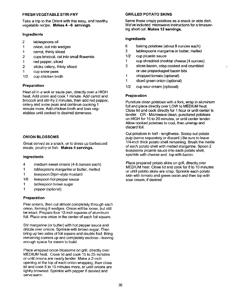 Ingredients, Preparation, Onion blossoms | Kenmore ELITE 141.1668 User Manual | Page 35 / 38