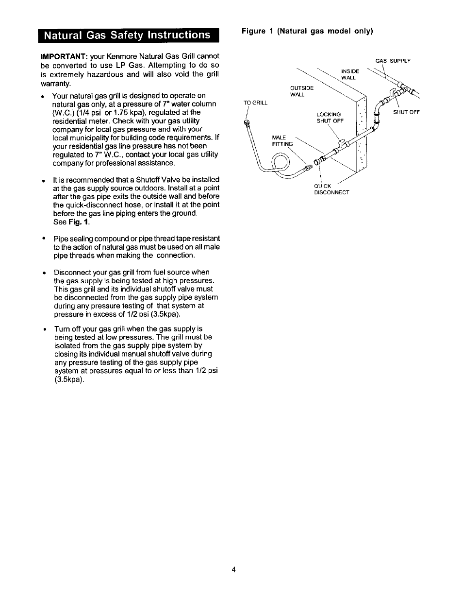 Natural gas safety instructions | Kenmore ELITE 141.1668 User Manual | Page 4 / 38