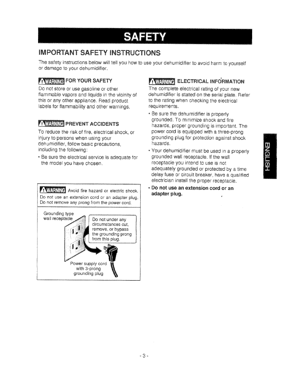 Important safety instructions, Safety | Kenmore 580.53650 User Manual | Page 3 / 13