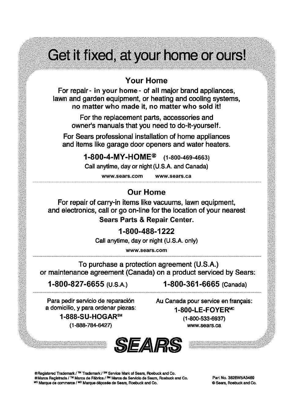 Get it fixed, at your home or ours, Your home, 800-4-my-home | Our home | Kenmore 721.63654 User Manual | Page 66 / 66