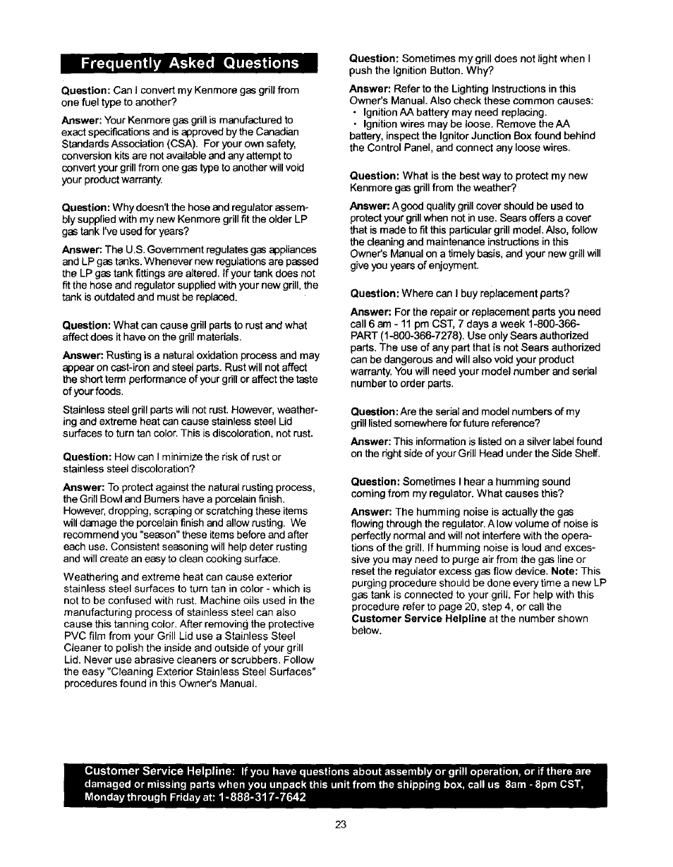 Frequently asked questions | Kenmore 141 17690 User Manual | Page 23 / 38