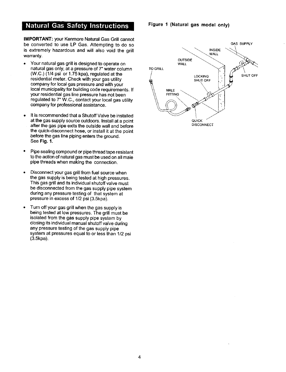 Natural gas safety instructions | Kenmore 141 17690 User Manual | Page 4 / 38