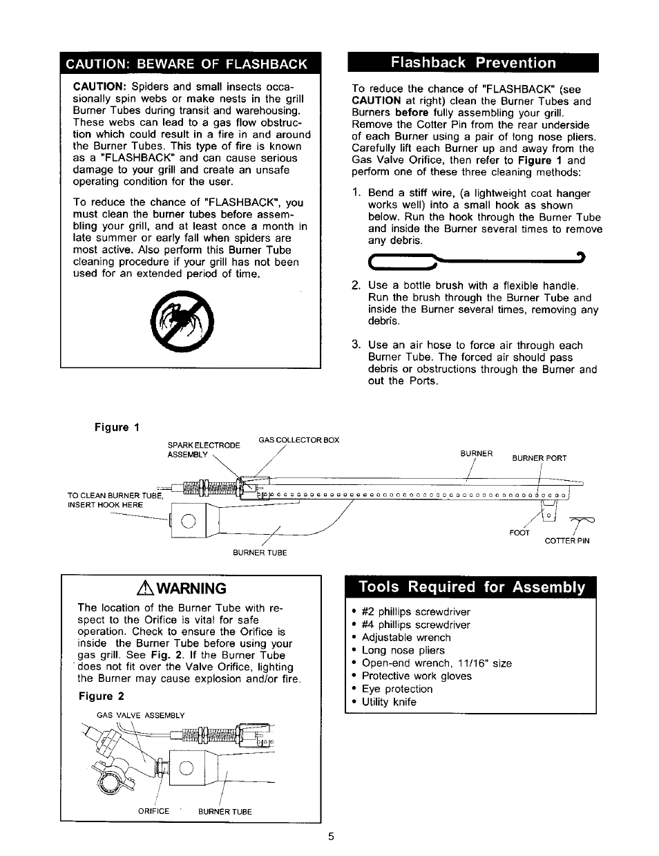 Flashback prevention, Tools required for assembly | Kenmore 141 17690 User Manual | Page 5 / 38